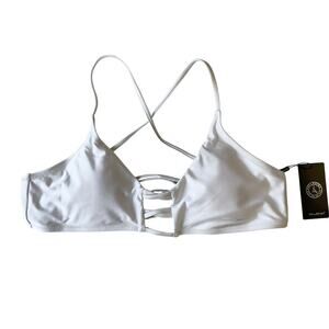 Relleciga Women Bikini Top size M White Padded Adjustable Straps NWT Stretch